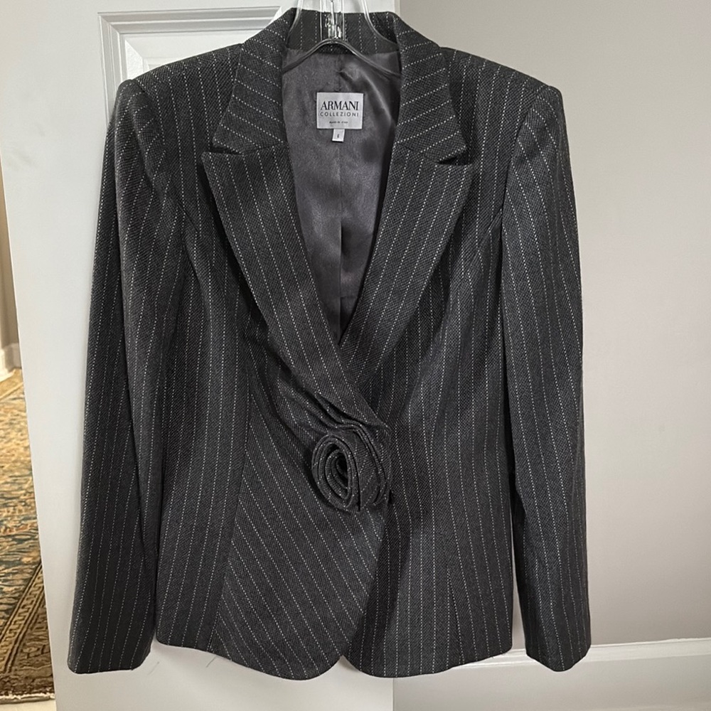 Giorgio Armani Women's Black Pinstripe Blazer